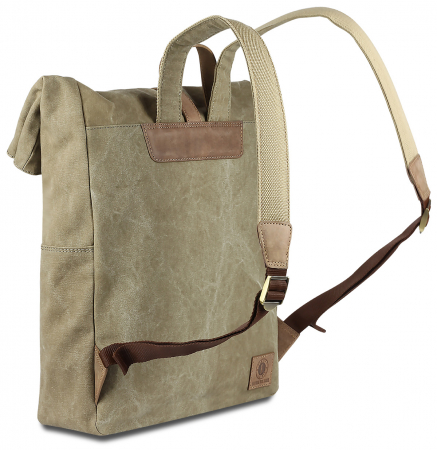 Rucsac pentru barbati, bumbac rezistent si piele naturala, Klondike, seria Dawson, Verde olive [11]