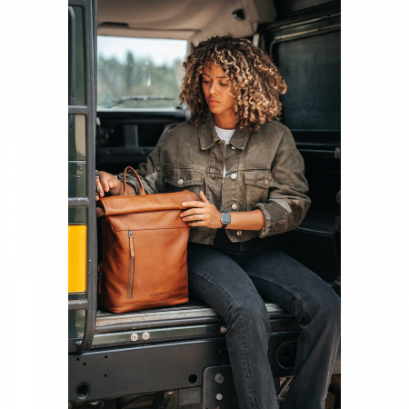 Rucsac din piele naturala, The Chesterfield Brand, Mazara unisex, Maro coniac