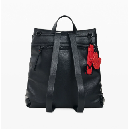 Rucsac  Disney mediu de dama Desigual, cu imprimeu, seria Mickey Face Hampton, Negru [4]