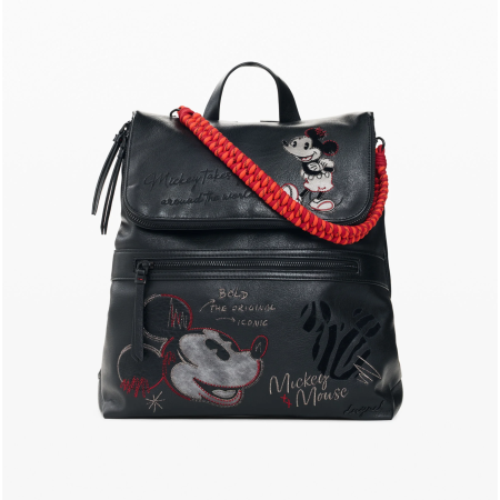 Rucsac  Disney mediu de dama Desigual, cu imprimeu, seria Mickey Face Hampton, Negru [1]