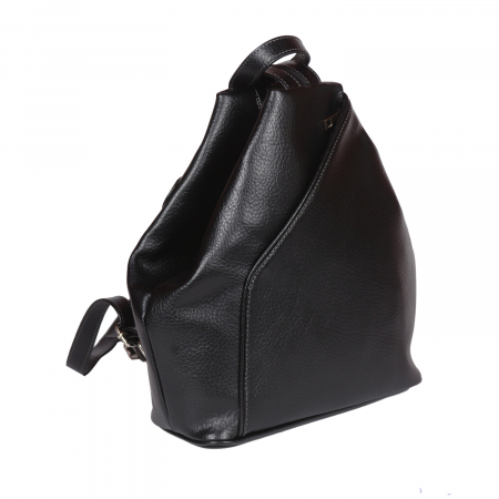 Rucsacuri - Rucsac/geanta dama din piele naturala moale, model 133, Negru mat