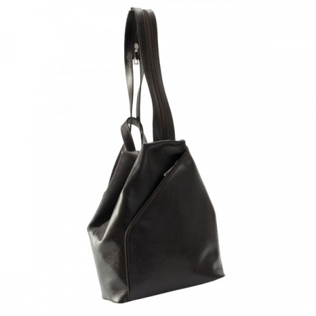 Rucsac/geanta dama din piele naturala fina, model 133, Maro inchis