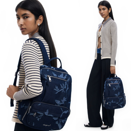 Rucsac mare de dama din denim, Desigual, seria Kilo Chester Mini, Bleumarin [3]