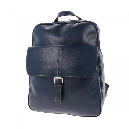 Rucsac unisex din piele naturala moale, model 245, Bleumarin mat [6]