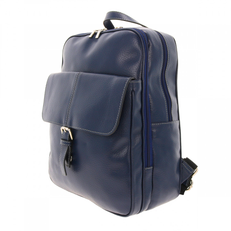 Rucsac unisex din piele naturala moale, model 245, Bleumarin mat [5]