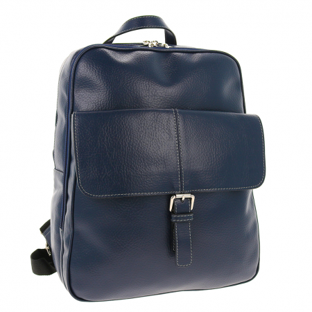 Rucsacuri - Rucsac unisex din piele naturala moale, model 245, Bleumarin mat