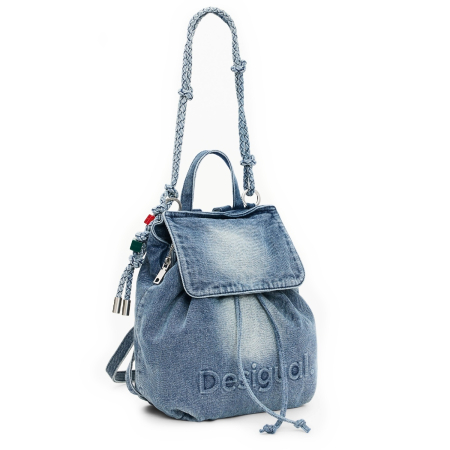 Rucsacuri - Rucsac mic de dama, Desigual, Logo, denim Albastru