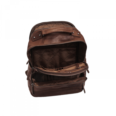 Rucsac pentru laptop de 14 inch si tableta, The Chesterfield Brand, din piele naturala, Austin, Maro inchis [4]