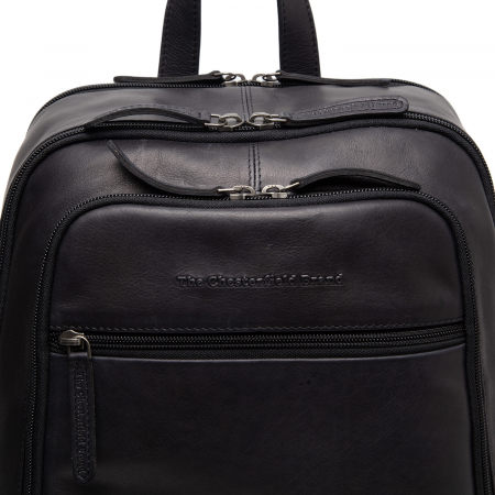 Rucsac cu compartiment laptop 14 inch, The Chesterfield Brand, din piele naturala, Detroit, Negru [2]