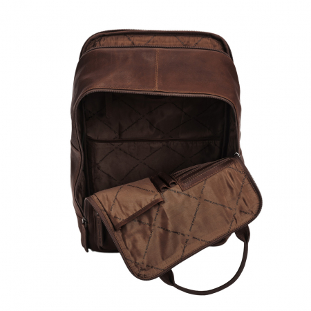 Rucsac pentru tableta si laptop de 14 inch, The Chesterfield Brand, din piele naturala, model Belford, Maro inchis [2]