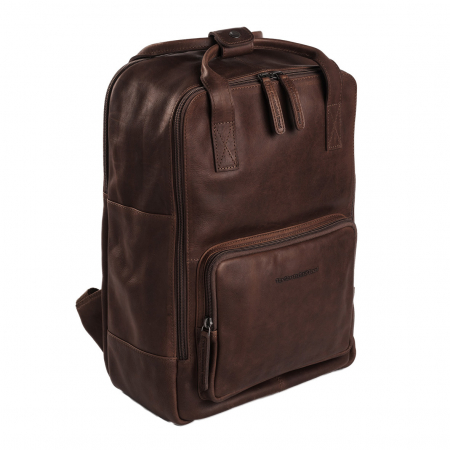 Rucsac pentru tableta si laptop de 14 inch, The Chesterfield Brand, din piele naturala, model Belford, Maro inchis [1]