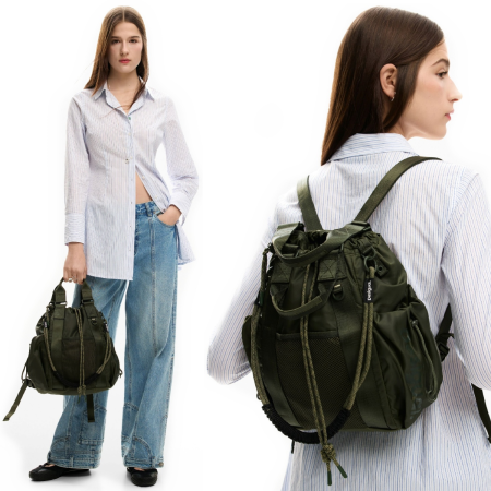 Rucsac si geanta de dama, Desigual, Modular Discover, Verde army [3]
