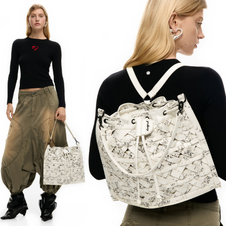 Rucsac si geanta de dama, Desigual, seria Indio Harlan, Bej [3]