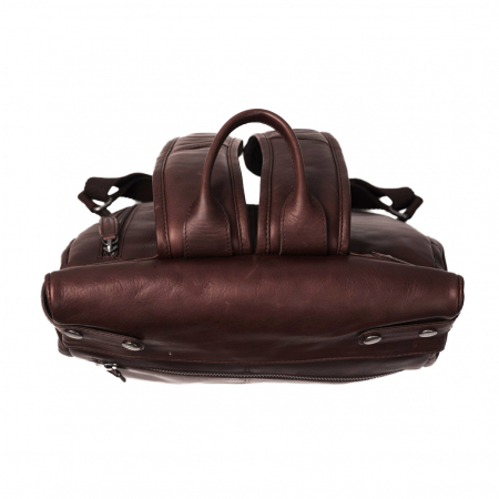 Rucsac The Chesterfield Brand, Graz din piele , cu compartiment pentru laptop de 15 inch, Maro inchis [3]