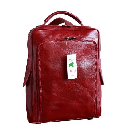 Rucsacuri - Rucsac  unisex din piele bordo model R106