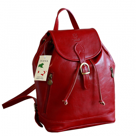 Rucsacuri - Rucsac unisex din piele bordo model R110