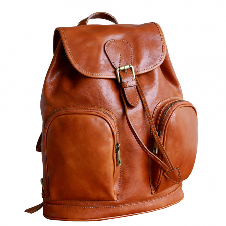 Rucsacuri - Rucsac  unisex din piele camel model R108