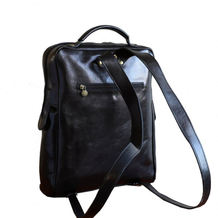 Rucsac  unisex din piele vacheta, model R106, Negru [3]