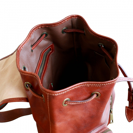 Rucsac  unisex din piele maro coniac model R108 [2]