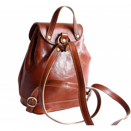 Rucsac unisex din piele maro coniac model R109 [1]