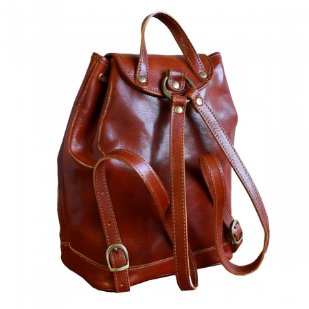 Rucsac unisex din piele maro coniac model R110 [1]