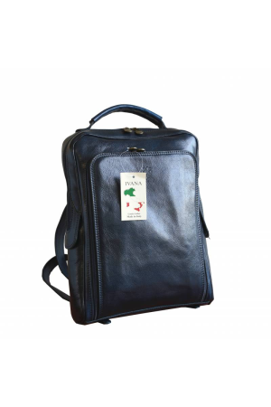 Rucsacuri - Rucsac  unisex din piele vachetta model R107, Bleumarin