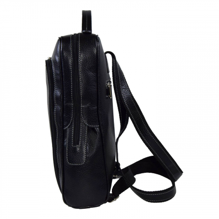 Rucsac unisex, din piele naturala moale, model 236, Negru mat [3]