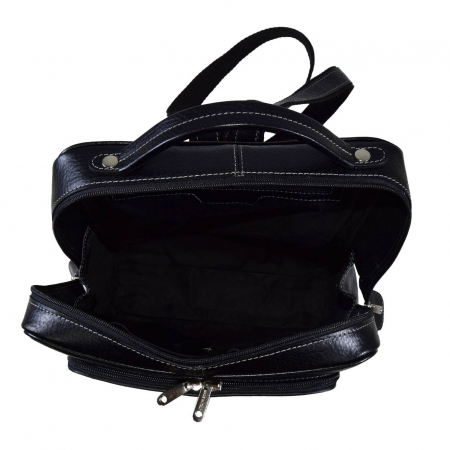Rucsac unisex, din piele naturala moale, model 236, Negru mat [4]