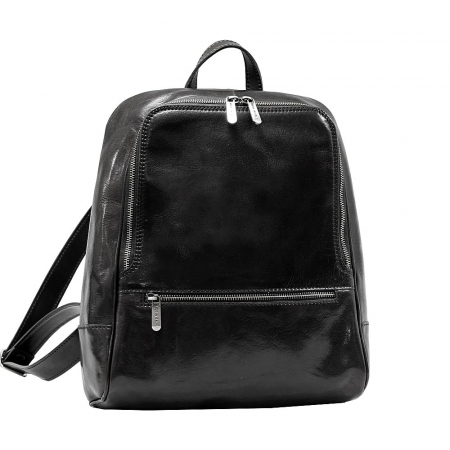 Barbati - Rucsac unisex din piele naturala vachetta, model R135, Negru