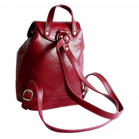 Rucsac unisex din piele rosie model R109 [1]