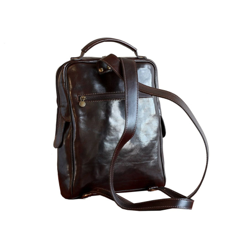 Rucsac  unisex din piele vachetta, model R106, Maro inchis [3]