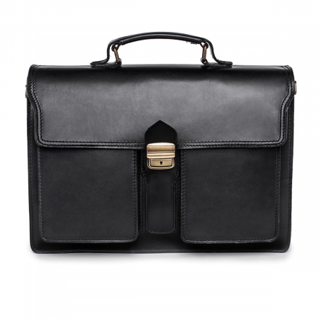 Servieta din piele naturala, model S019, Negru [3]