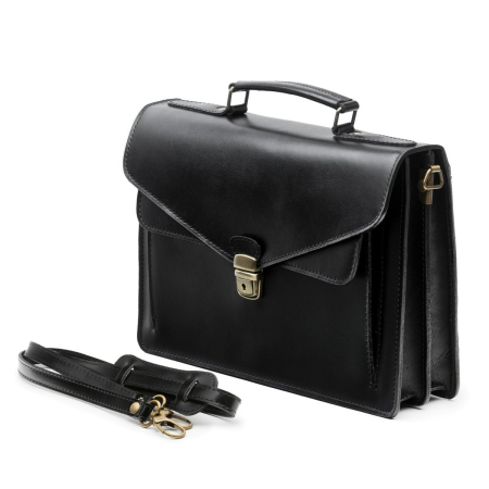 Servieta din piele naturala model S022, Negru [3]