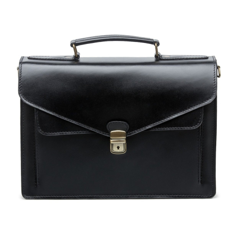 Servieta din piele naturala model S022, Negru [2]