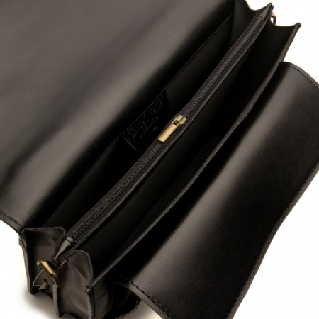 Servieta din piele naturala model S022, Negru [1]