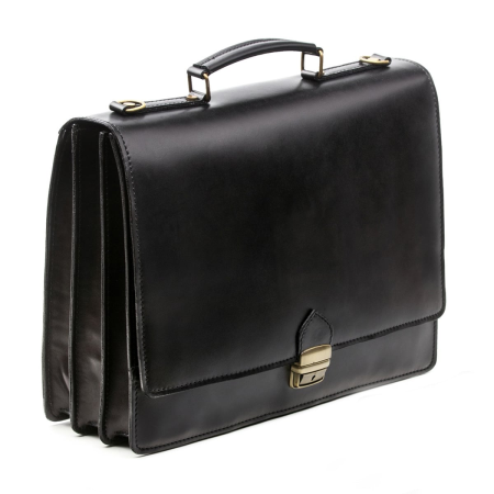 Barbati - Servieta din piele naturala model S025, Negru