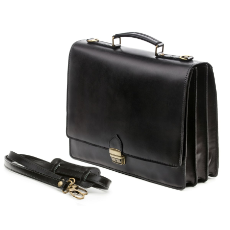 Servieta din piele naturala model S025, Negru [1]