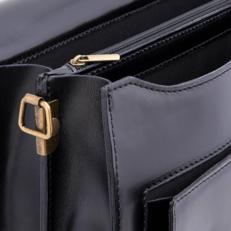 Servieta din piele naturala model S021, Negru [1]