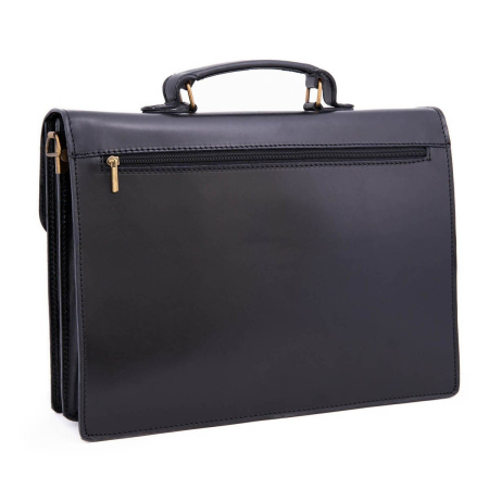 Servieta din piele naturala model S021, Negru [2]