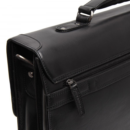 Servieta pentru acte si laptop 15 inch, The Chesterfield Brand, Salvatore, piele naturala, Negru [4]