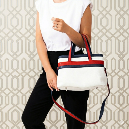 Genti de zi - Geanta mana si umar, piele naturala Tommy Marine, Alb