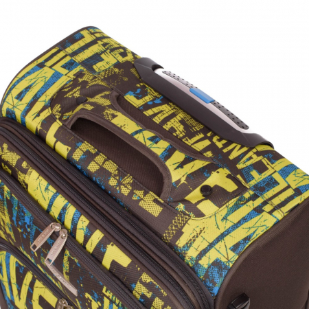 Troler mare COLAGE expandabil, material textil impermeabil, gri cu galben 77 cm [2]