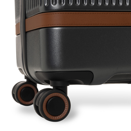 Troler mediu din policarbonat usor si piele naturala, The Chesterfield Brand, Zuna, Negru grafit [5]