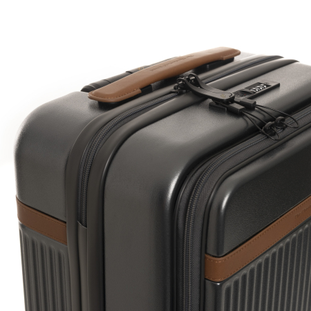 Troler mic cu compartiment de laptop, din policarbonat usor si piele naturala, The Chesterfield Brand, Zuna +, Negru grafit [6]