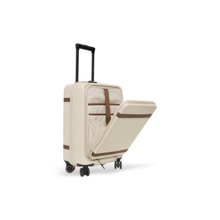 Troler mic cu compartiment de laptop, din policarbonat usor si piele naturala, The Chesterfield Brand, Zuna +, Bej [3]