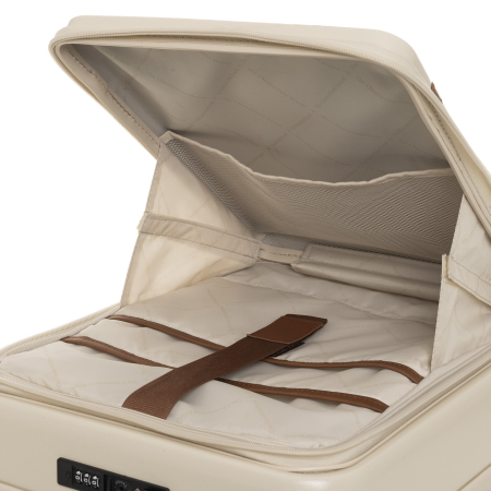 Troler mic cu compartiment de laptop, din policarbonat usor si piele naturala, The Chesterfield Brand, Zuna +, Bej [5]