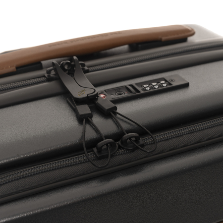 Troler mic cu compartiment de laptop, din policarbonat usor si piele naturala, The Chesterfield Brand, Zuna +, Negru grafit [5]