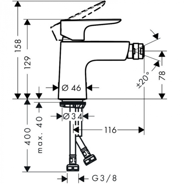 Baterie bideu Hansgrohe, Talis Select E, crom [2]