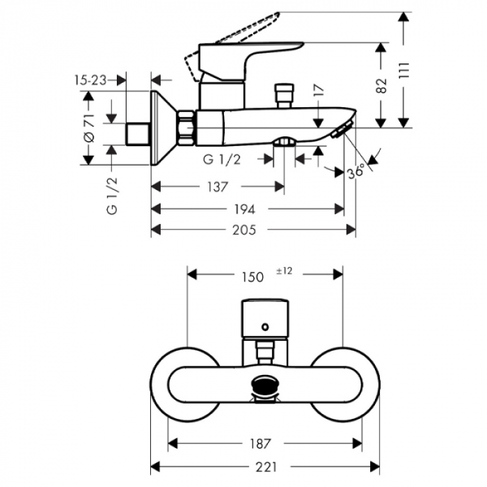Baterie cada-dus Hansgrohe, Talis Select E, crom [3]