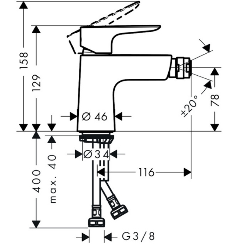 Baterie bideu Hansgrohe, Talis E, crom [2]